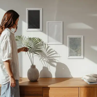 Juego de 3 cuadros decorativos con elegantes estructuras de piedra en diversos colores