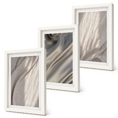 Juego de 3 cuadros decorativos Primer plano de estructuras de tela natural al estilo bohemio.