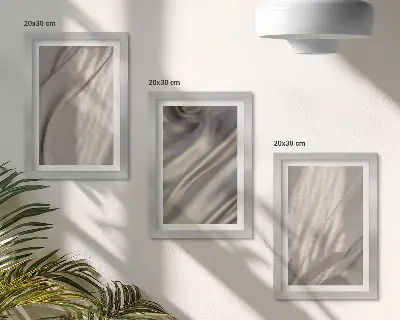 Juego de 3 cuadros decorativos con primer plano de estructuras de tela natural al estilo bohemio