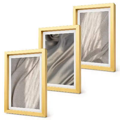 Juego de 3 cuadros decorativos con primer plano de estructuras de tela natural al estilo bohemio