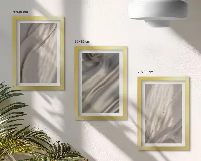 Juego de 3 cuadros decorativos con primer plano de estructuras de tela natural al estilo bohemio