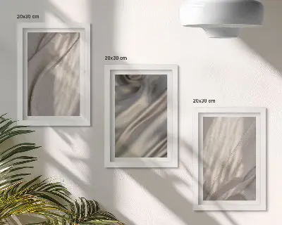 Juego de 3 cuadros decorativos con primer plano de estructuras de tela natural al estilo bohemio
