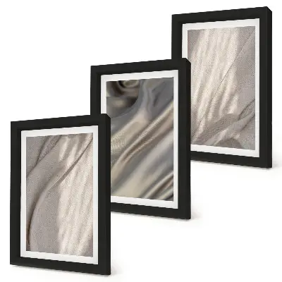 Juego de 3 cuadros decorativos con primer plano de estructuras de tela natural al estilo bohemio