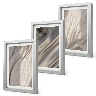Juego de 3 cuadros decorativos con primer plano de estructuras de tela natural al estilo bohemio