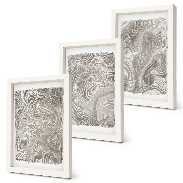 Juego de 3 cuadros decorativos Pintura abstracta de formas modernas