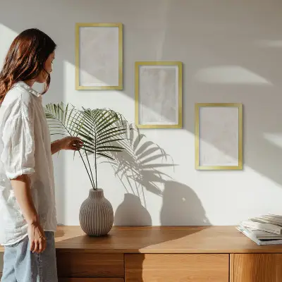 Juego de 3 cuadros decorativos con diseño de textura de elegante piedra de mármol