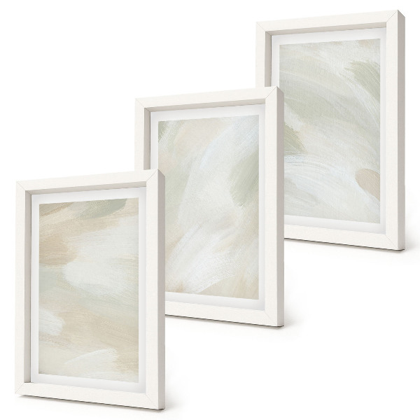 Tríptico enmarcado Pinturas abstractas brillantes sobre lienzo, delicado estilo bohemio.