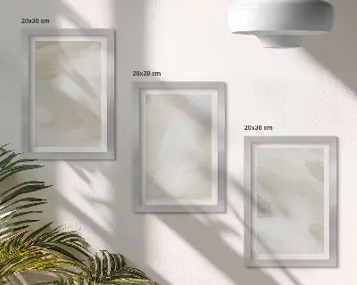Tríptico enmarcado de pinturas abstractas diseño brillante sobre lienzo con delicado estilo bohemio