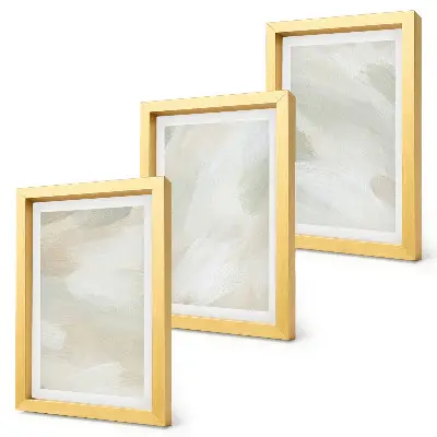 Tríptico enmarcado de pinturas abstractas diseño brillante sobre lienzo con delicado estilo bohemio