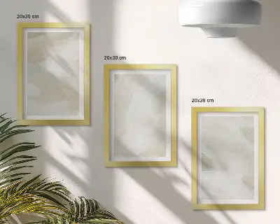 Tríptico enmarcado de pinturas abstractas diseño brillante sobre lienzo con delicado estilo bohemio