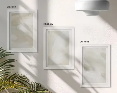 Tríptico enmarcado de pinturas abstractas diseño brillante sobre lienzo con delicado estilo bohemio