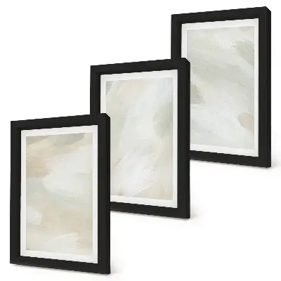 Tríptico enmarcado de pinturas abstractas diseño brillante sobre lienzo con delicado estilo bohemio