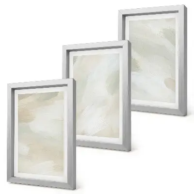 Tríptico enmarcado de pinturas abstractas diseño brillante sobre lienzo con delicado estilo bohemio