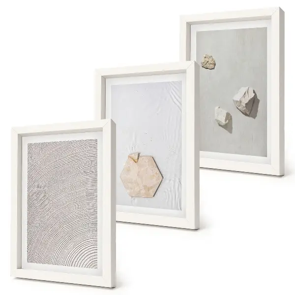 Juego de 3 cuadros decorativos con diseño de texturas ligeras sobre arena en estilo bohemio