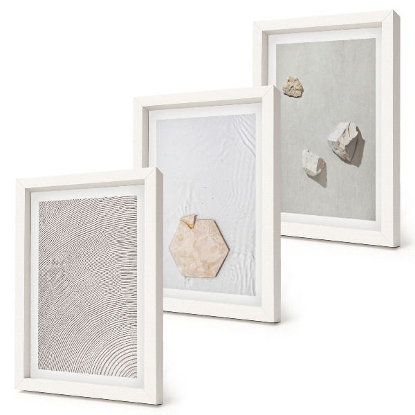 Juego de 3 cuadros decorativos Texturas ligeras sobre la arena, delicado estilo bohemio.
