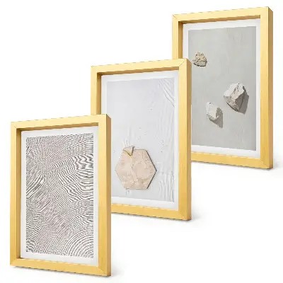 Juego de 3 cuadros decorativos con diseño de texturas ligeras sobre arena en estilo bohemio