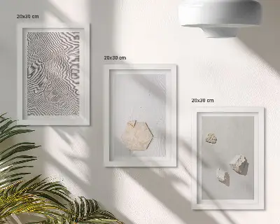 Juego de 3 cuadros decorativos con diseño de texturas ligeras sobre arena en estilo bohemio