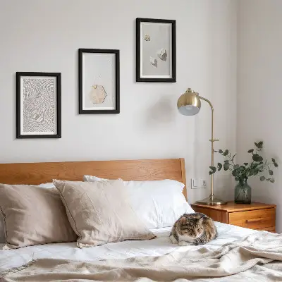 Juego de 3 cuadros decorativos con diseño de texturas ligeras sobre arena en estilo bohemio