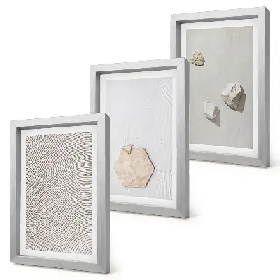 Juego de 3 cuadros decorativos con diseño de texturas ligeras sobre arena en estilo bohemio