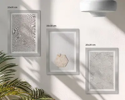 Tríptico enmarcado diseño de texturas ligeras sobre arena con estilo bohemio