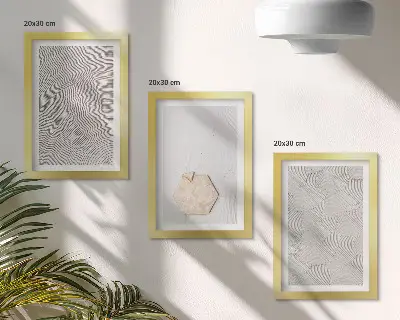 Tríptico enmarcado diseño de texturas ligeras sobre arena con estilo bohemio