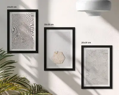 Tríptico enmarcado diseño de texturas ligeras sobre arena con estilo bohemio