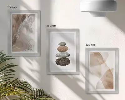 Juego de 3 cuadros decorativos con estructuras pintadas y formas abstractas en tonos pastel