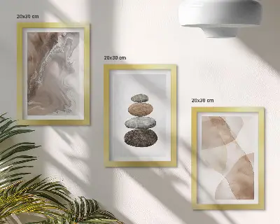 Juego de 3 cuadros decorativos con estructuras pintadas y formas abstractas en tonos pastel