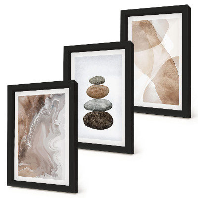 Juego de 3 cuadros decorativos Estructuras pintadas con formas abstractas en colores pastel.