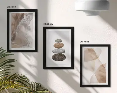 Juego de 3 cuadros decorativos con estructuras pintadas y formas abstractas en tonos pastel