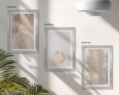 Tríptico enmarcado Texturas sutiles en un estilo bohemio natural.
