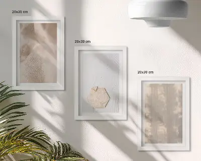 Tríptico enmarcado con texturas sutiles en un estilo bohemio natural