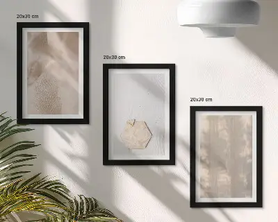 Tríptico enmarcado con texturas sutiles en un estilo bohemio natural