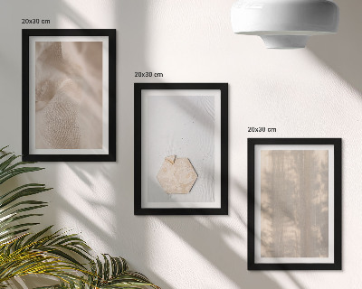 Tríptico enmarcado Texturas sutiles en un estilo bohemio natural.