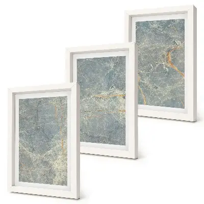 Juego de 3 cuadros decorativos con estructura de piedra de mármol veteado verde