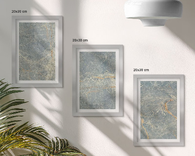 Juego de 3 cuadros decorativos Estructura de piedra decorativa de mármol veteado verde