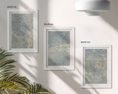 Juego de 3 cuadros decorativos Estructura de piedra decorativa de mármol veteado verde