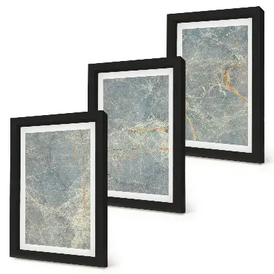 Juego de 3 cuadros decorativos con estructura de piedra de mármol veteado verde
