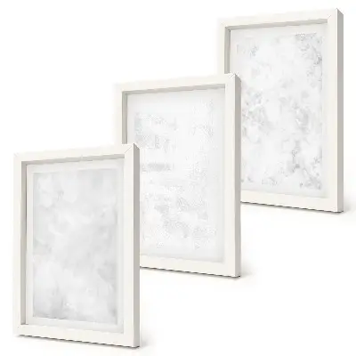 Tríptico enmarcado puntos blancos sobre fondo minimalista en lienzo