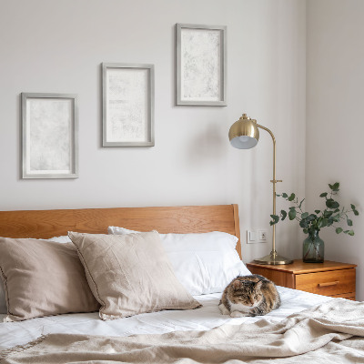 Tríptico enmarcado Puntos blancos sobre fondos minimalistas de lienzo