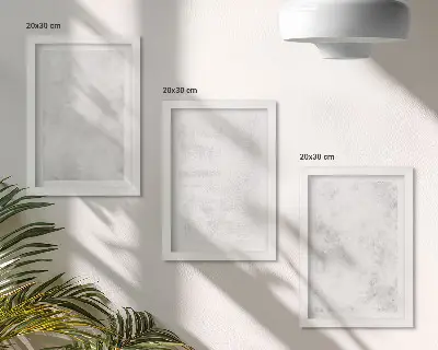 Tríptico enmarcado puntos blancos sobre fondo minimalista en lienzo