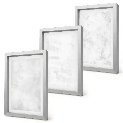 Tríptico enmarcado puntos blancos sobre fondo minimalista en lienzo