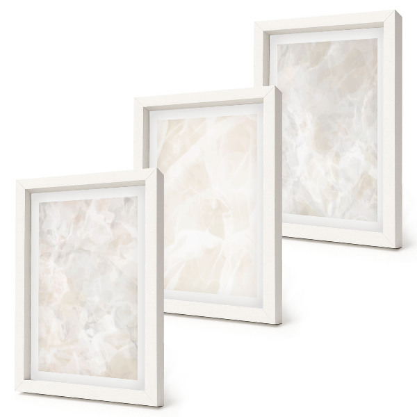 Juego de 3 cuadros decorativos Estructuras de piedra en tonos pastel de mármol blanco.