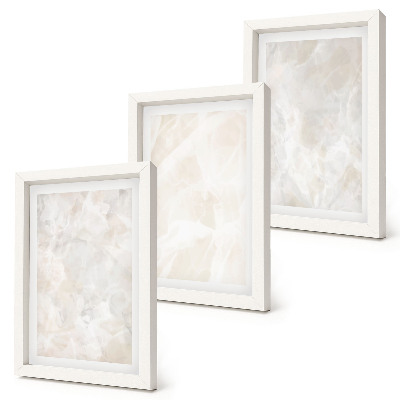 Juego de 3 cuadros decorativos Estructuras de piedra en tonos pastel de mármol blanco.