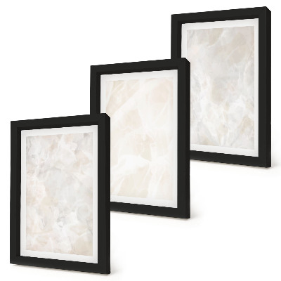 Juego de 3 cuadros decorativos Estructuras de piedra en tonos pastel de mármol blanco.