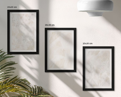 Juego de 3 cuadros decorativos Estructuras de piedra en tonos pastel de mármol blanco.
