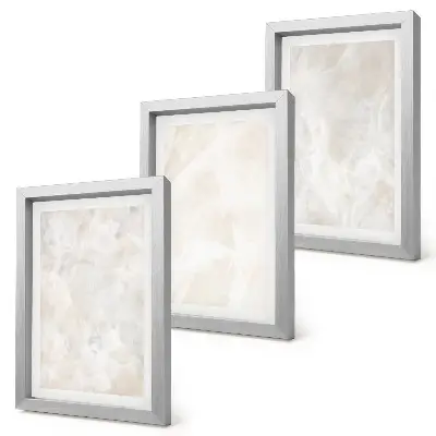 Juego de 3 cuadros decorativos con diseño de estructuras de piedra en mármol blanco tonos pastel