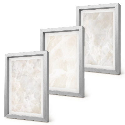 Juego de 3 cuadros decorativos Estructuras de piedra en tonos pastel de mármol blanco.