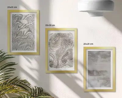 Tríptico enmarcado con diseño abstracto de estructuras industriales