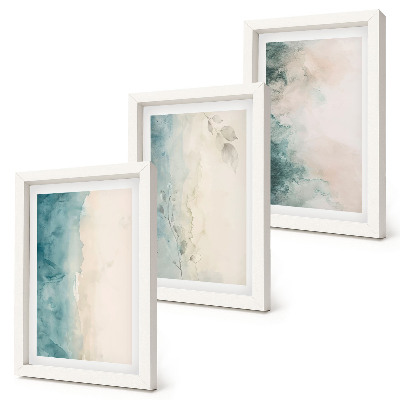 Juego de 3 cuadros decorativos Acuarelas derramadas sobre lienzo, estilo minimalista